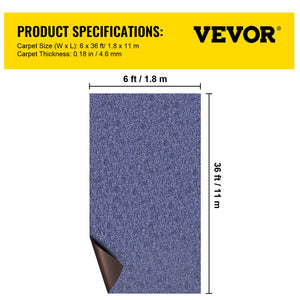 Marine Carpet 6'x36' | Deep Blue Boat Carpet with Waterproof Backing | Non-Slip Outdoor Rug