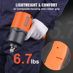 Air Impact Wrench 3/4" Drive | 1870 ft-lbs Torque | Heavy Duty Composite Pneumatic Gun for Auto Repairs