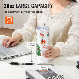 Sublimation Tumblers 8 Pack | 30oz Stainless Steel Double Wall Cups | With Straw, Lid, Brush, Shrink Wrap & Gift Box