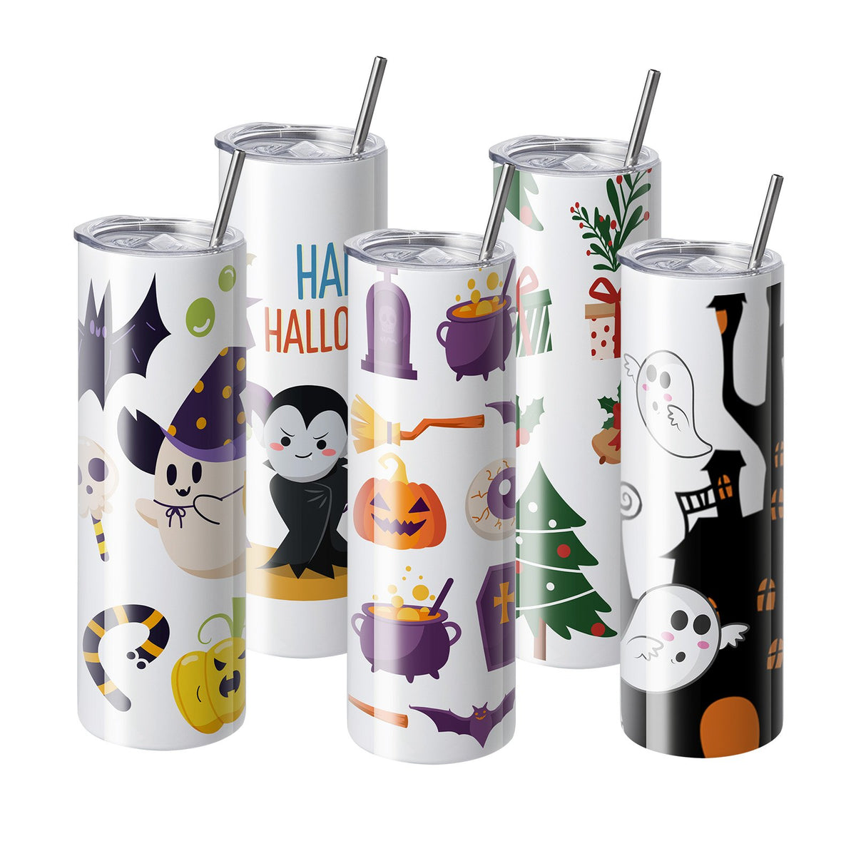 Sublimation Tumblers 8 Pack | 30oz Stainless Steel Double Wall Cups | With Straw, Lid, Brush, Shrink Wrap & Gift Box