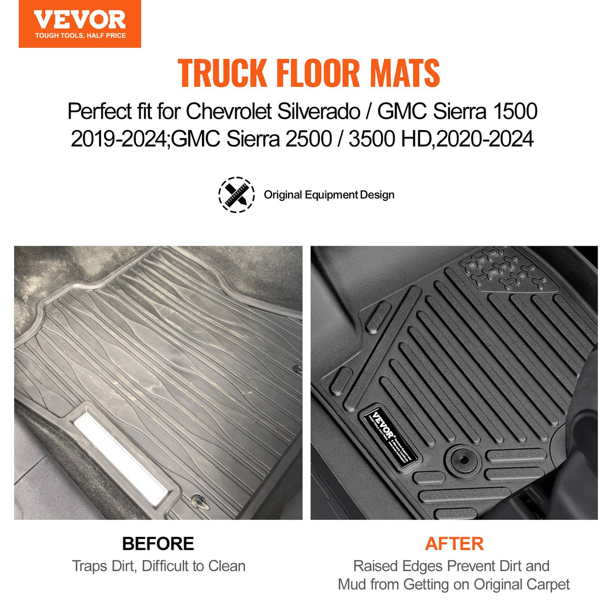 Floor Mats | Fits Chevrolet Silverado/GMC Sierra 1500 | 3-Piece Set