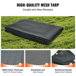 Dump Truck Mesh Tarp 5'x14' | PVC Coated Black | Heavy Duty with Pockets & Grommets