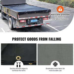 Dump Truck Mesh Tarp 5'x14' | PVC Coated Black | Heavy Duty with Pockets & Grommets