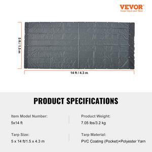 Dump Truck Mesh Tarp 5'x14' | PVC Coated Black | Heavy Duty with Pockets & Grommets