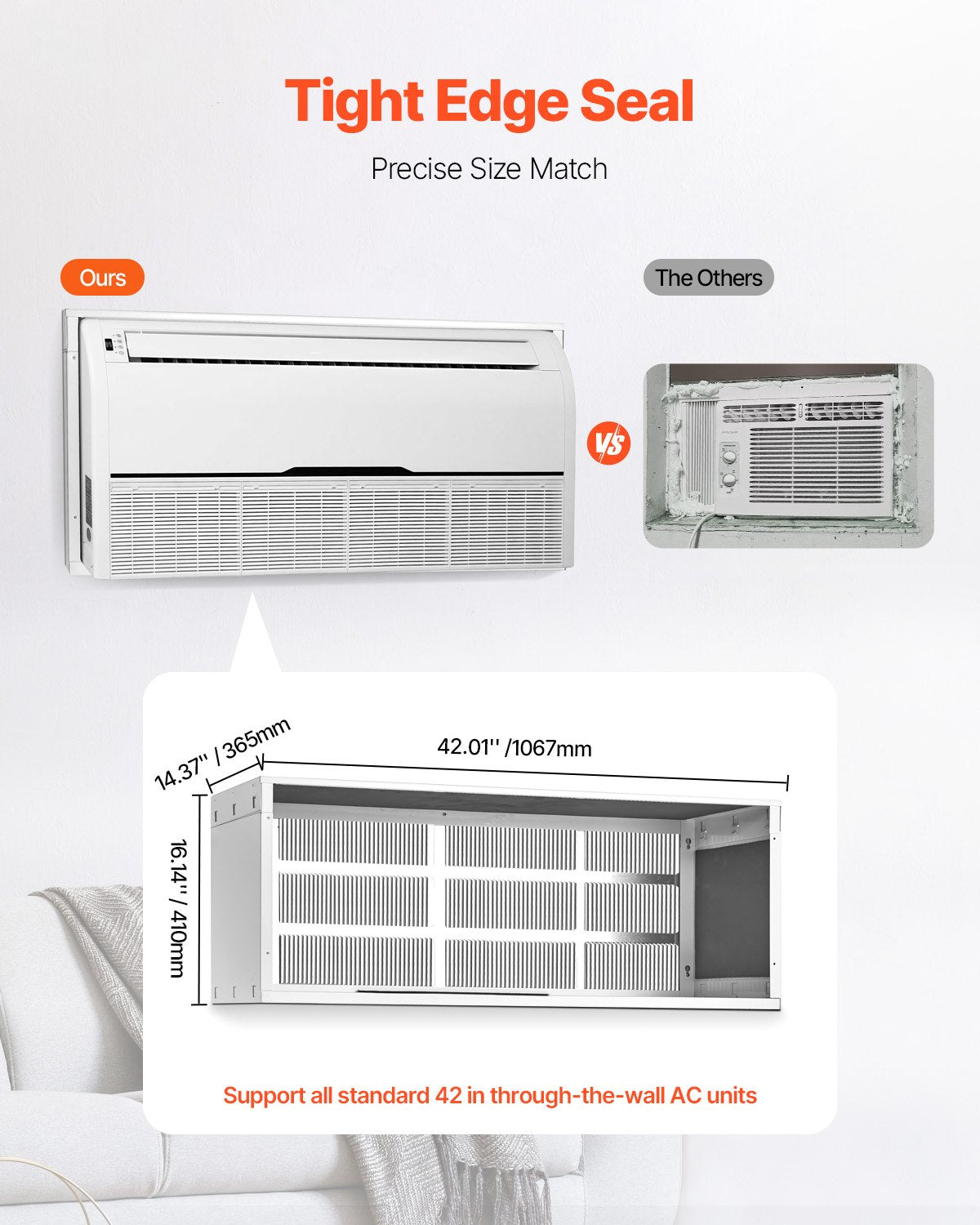 Air Conditioner Wall Sleeve 42" | With Exterior Grille