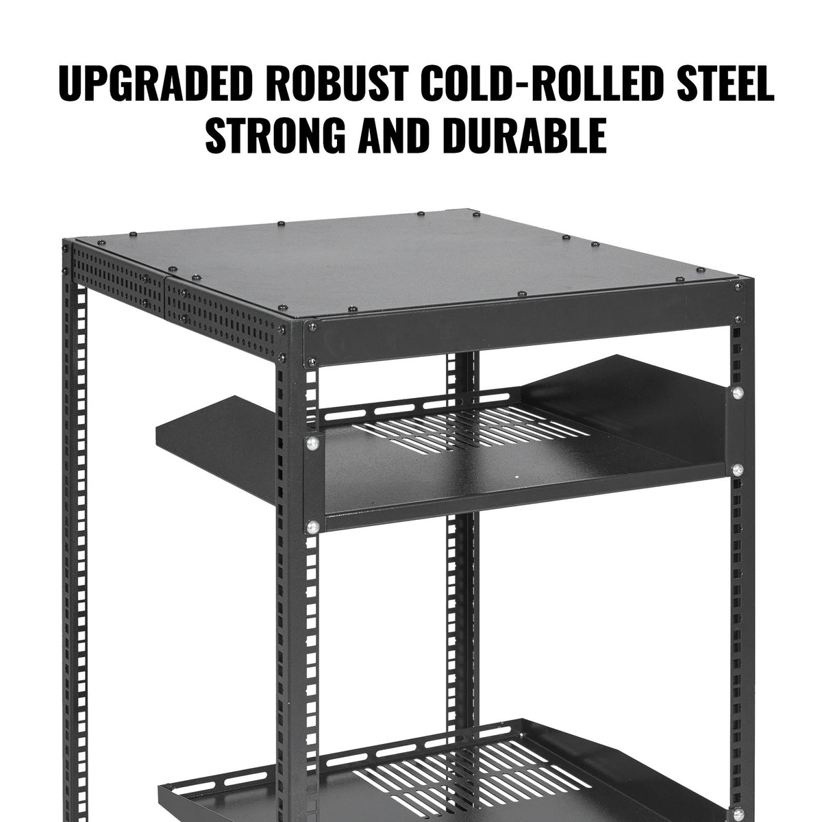 20U Open Frame Server Rack | Adjustable Depth 15"-40" | 4 Post AV Rack with Casters | Free Standing or Wall Mount for IT Equipment