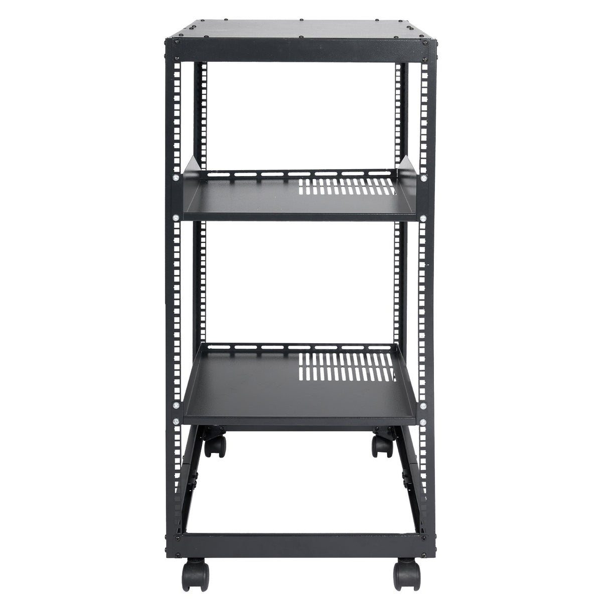 20U Open Frame Server Rack | Adjustable Depth 15"-40" | 4 Post AV Rack with Casters | Free Standing or Wall Mount for IT Equipment