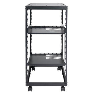 20U Open Frame Server Rack | Adjustable Depth 15"-40" | 4 Post AV Rack with Casters | Free Standing or Wall Mount for IT Equipment