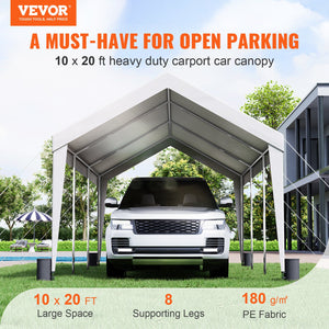 Carport Canopy Tent | 10x20 ft Garage Shelter with 8 Poles