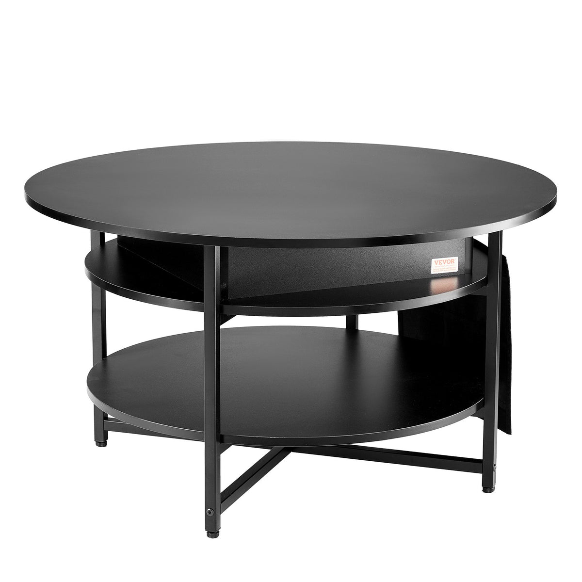 Lift-Top Coffee Table | 35.3" Round Storage Table | Black