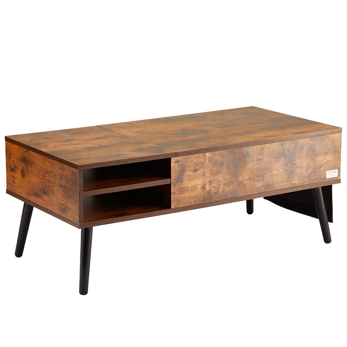 Lift-Top Coffee Table | 39.4" Rectangle Storage Table | Brown
