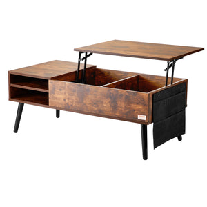 Lift-Top Coffee Table | 39.4" Rectangle Storage Table | Brown