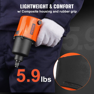 Air Impact Wrench | 1/2" Drive Pneumatic Tool | 880 ft-lb Torque | 7500 RPM Lightweight Design