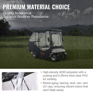 Golf Cart Enclosure 4 Passenger | 420D Polyester with Transparent Windows | Universal Fit