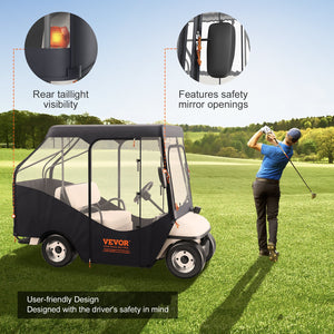 Golf Cart Enclosure 4 Passenger | 420D Polyester with Transparent Windows | Universal Fit