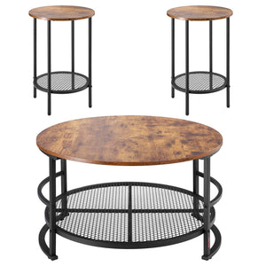 Coffee Table Set | 80cm Round Table + 2 End Tables for Living Room