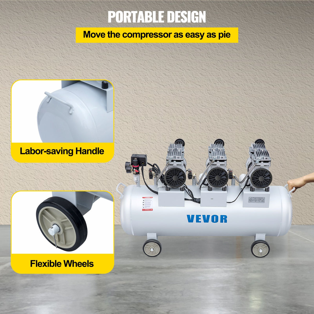 Air Compressor | 100L 3HP Ultra-Silent Oil-Free Inflator