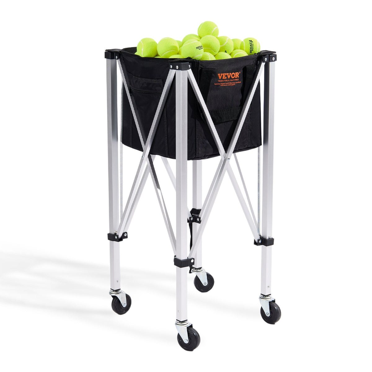 Foldable Tennis Ball Hopper | Holds 150 Balls | Aluminum Alloy Frame with Wheels