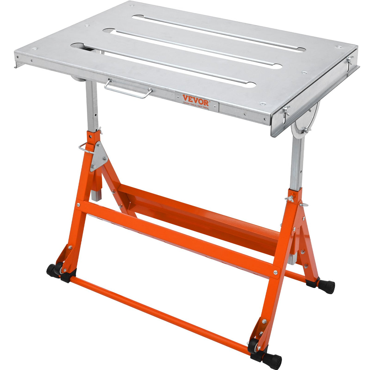Welding Table 30"x20" | 400lbs Capacity | Adjustable Height & Tilt | Folding Steel Workbench with Guide Rails & Wheels