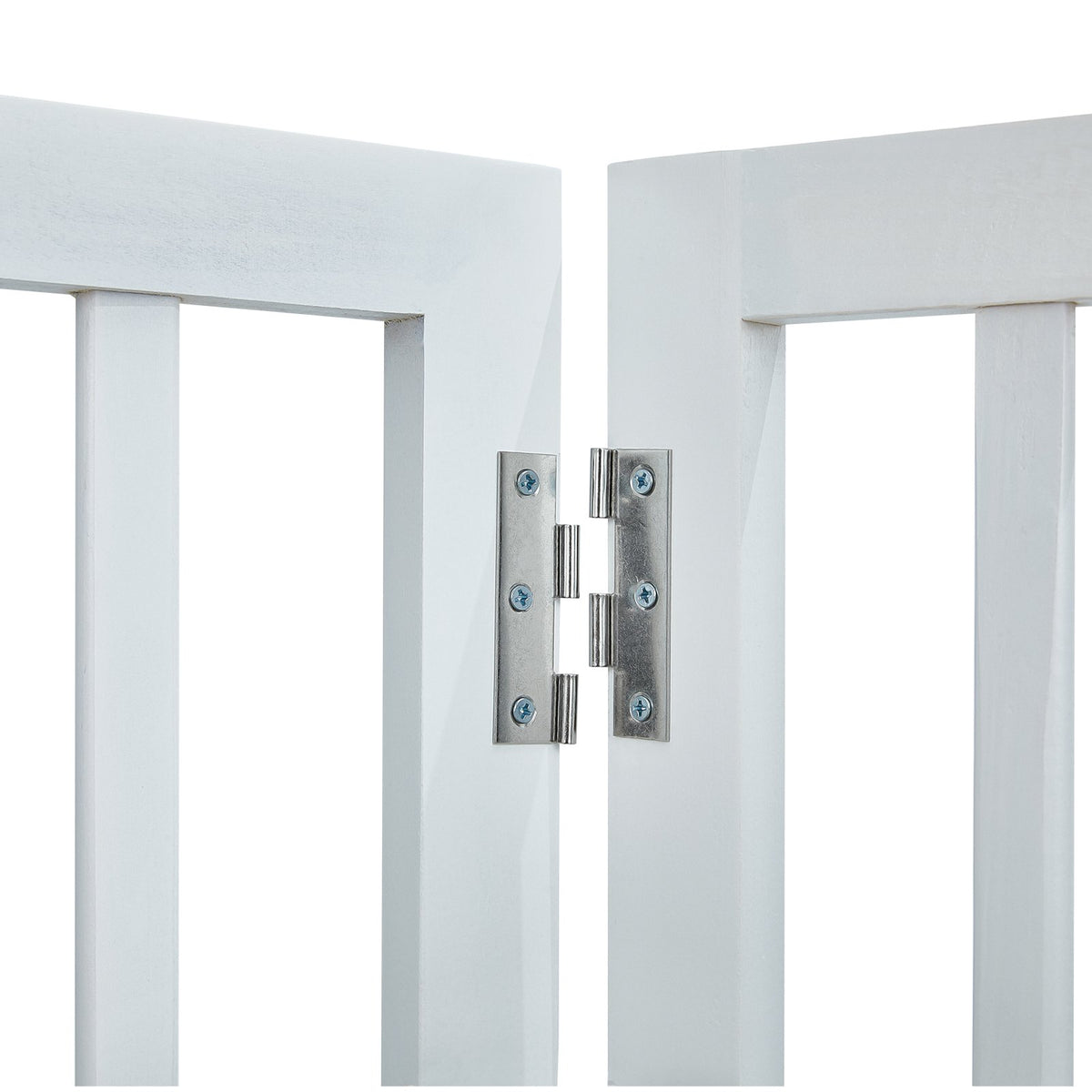 Freestanding Dog Gate 24"H x 60"W | 3-Panel Folding Pet Barrier | Expandable Indoor Dog Gate with Silent Foot Support | White