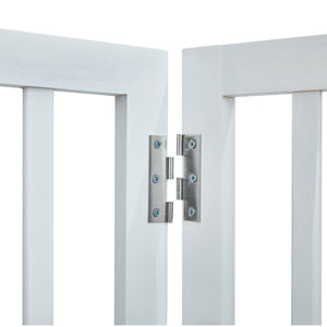 Freestanding Dog Gate 24"H x 60"W | 3-Panel Folding Pet Barrier | Expandable Indoor Dog Gate with Silent Foot Support | White