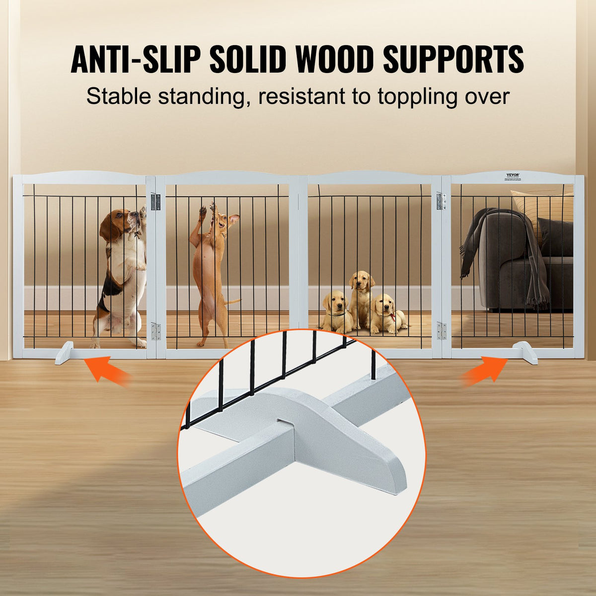 Freestanding Dog Gate 32"H x 96.5"W | 4-Panel Foldable Indoor Barrier
