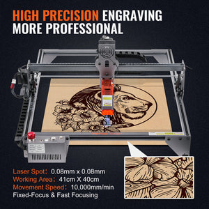 Laser Engraver 5W | 16.1"x15.7" Working Area | 10000mm/min Speed | Eye Protection | For Wood, Metal, Acrylic & More