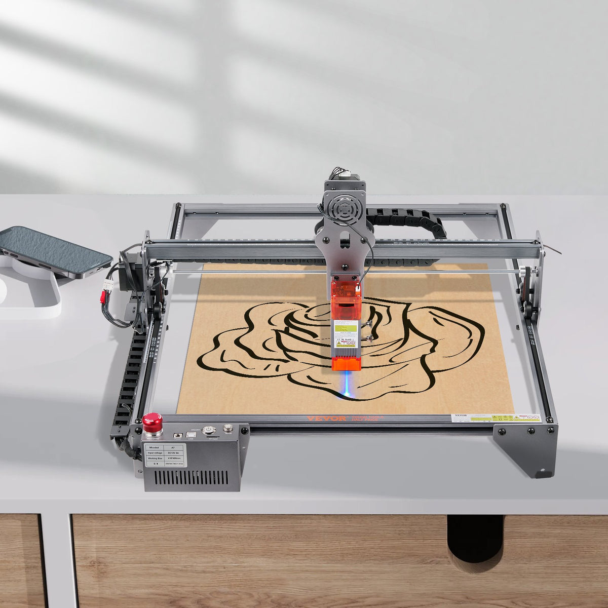 Laser Engraver 5W | 16.1"x15.7" Working Area | 10000mm/min Speed | Eye Protection | For Wood, Metal, Acrylic & More