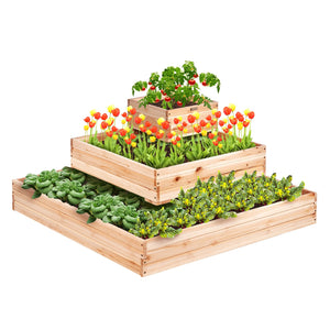 Raised Garden Bed | Wooden 113x113x51cm Planter Box for Vegetables, Herbs & Flowers