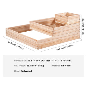 Raised Garden Bed | Wooden 113x113x51cm Planter Box for Vegetables, Herbs & Flowers