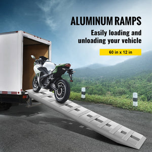 Aluminum Trailer Ramps | 60"x12"x2.5" 6000lb Capacity | Beavertail Hook-End | Pair of 2