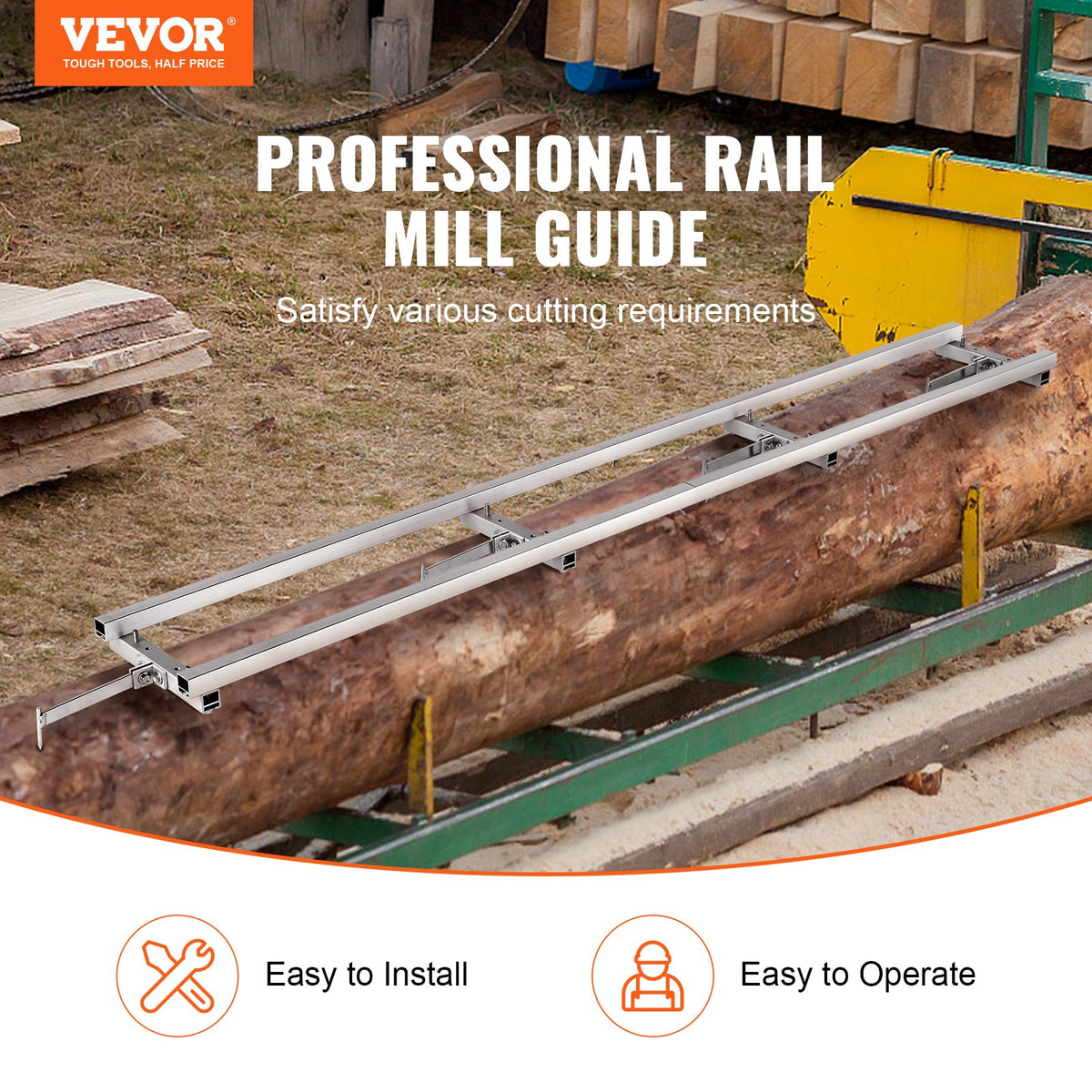 Rail Mill Guide System 9ft | 4 Crossbar Kits Chainsaw Mill Guide | Adjustable Aluminium Saw Mill Rail System | For Builders & Woodworkers