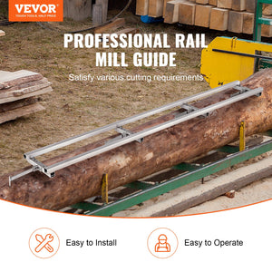 Rail Mill Guide System 9ft | 4 Crossbar Kits Chainsaw Mill Guide | Adjustable Aluminium Saw Mill Rail System | For Builders & Woodworkers