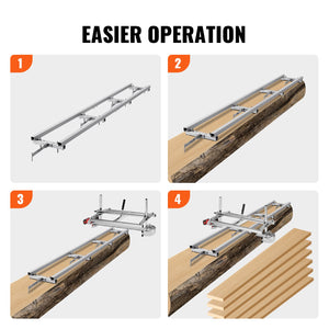 Rail Mill Guide System 9ft | 4 Crossbar Kits Chainsaw Mill Guide | Adjustable Aluminium Saw Mill Rail System | For Builders & Woodworkers