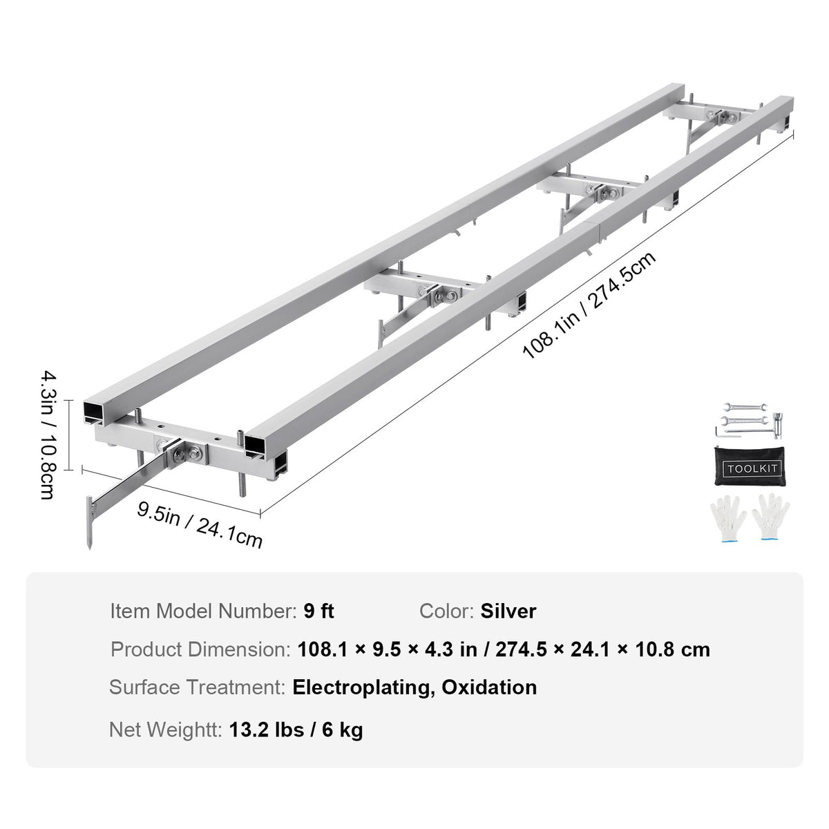 Rail Mill Guide System 9ft | 4 Crossbar Kits Chainsaw Mill Guide | Adjustable Aluminium Saw Mill Rail System | For Builders & Woodworkers