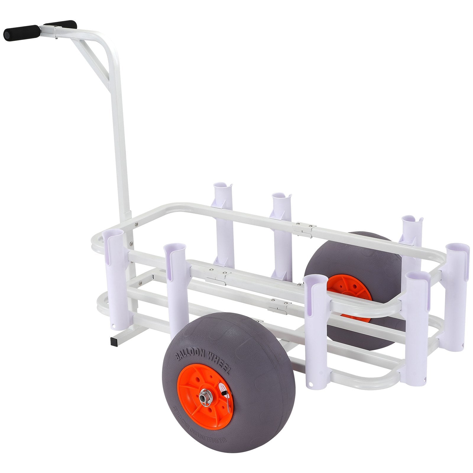 Beach Fishing Cart | 136kg Capacity | Heavy Duty Aluminium Pier Wagon with PU Balloon Wheels & 8 Rod Holders | For Sand, Fishing & Picnic