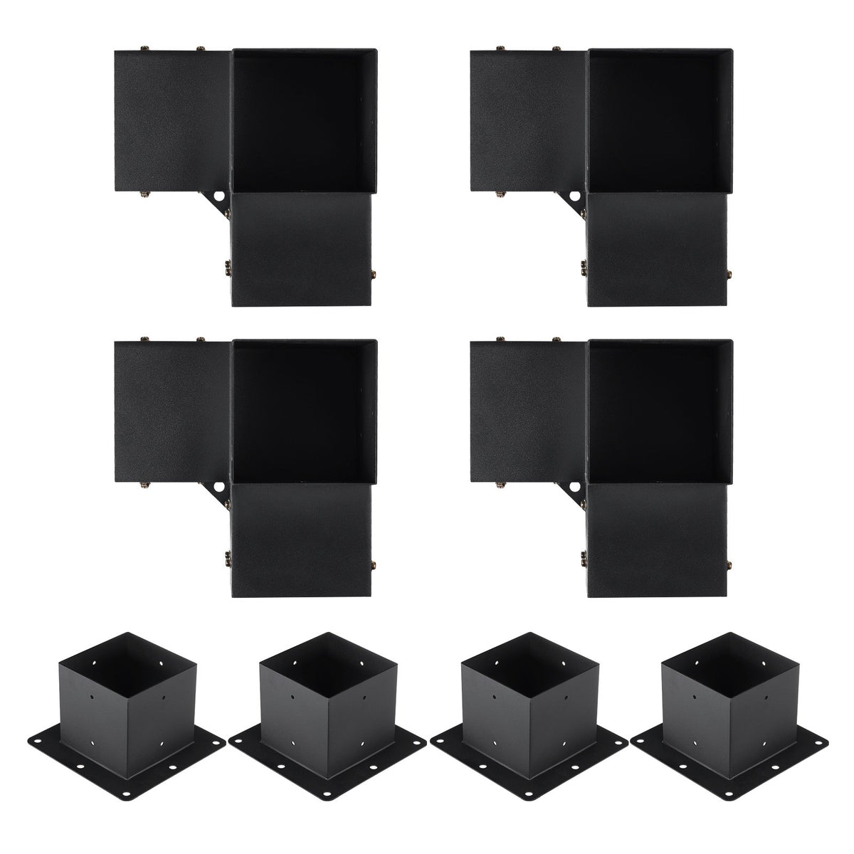Pergola Bracket Kit 152.4x152.4mm | 8pc 3-Way Heavy Duty Steel Post Bases | Outdoor Pergola Hardware