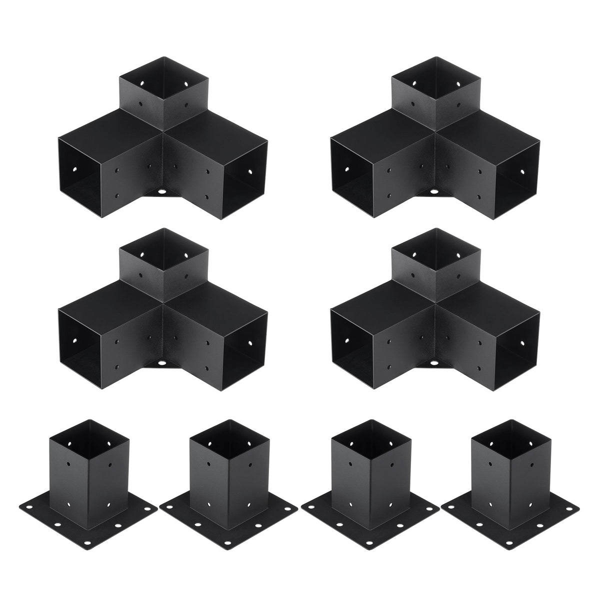 Pergola Bracket Kit 4"x4" | 8pc Heavy Duty Steel Post Base & Corner Set | Outdoor Pergola Hardware