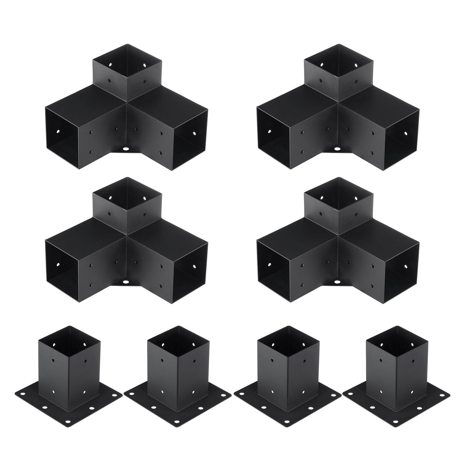 Pergola Bracket Kit 4"x4" | 8pc Heavy Duty Steel Post Base & Corner Set | Outdoor Pergola Hardware