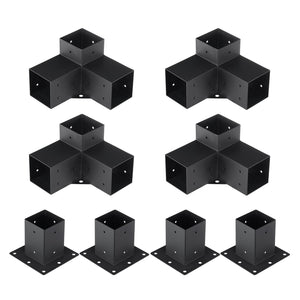 Pergola Bracket Kit 4"x4" | 8pc Heavy Duty Steel Post Base & Corner Set | Outdoor Pergola Hardware