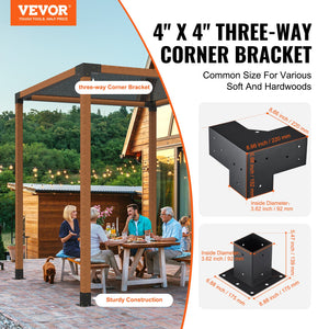 Pergola Bracket Kit 4"x4" | 8pc Heavy Duty Steel Post Base & Corner Set | Outdoor Pergola Hardware