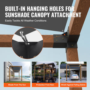 Pergola Bracket Kit 4"x4" | 8pc Heavy Duty Steel Post Base & Corner Set | Outdoor Pergola Hardware