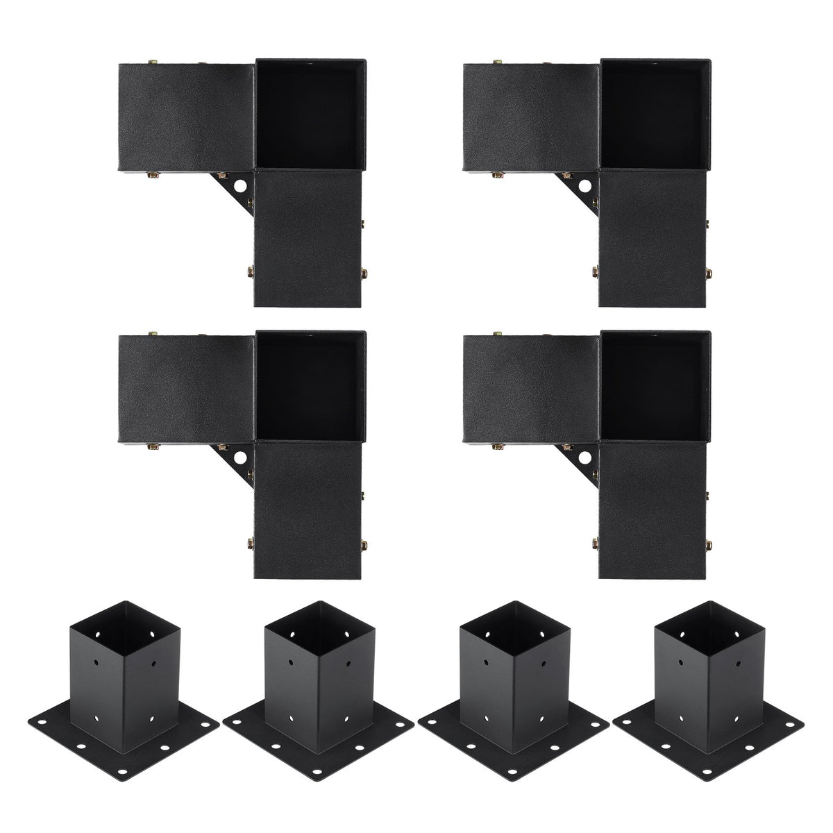 Pergola Bracket Kit 4"x4" | 8pc Heavy Duty Steel Post Base & Corner Set | Outdoor Pergola Hardware