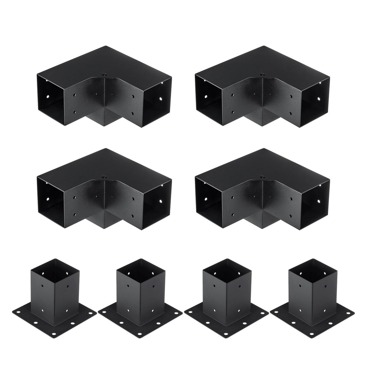 Pergola Bracket Kit 4"x4" | 8pc Heavy Duty Steel Post Base & Corner Set | Outdoor Pergola Hardware