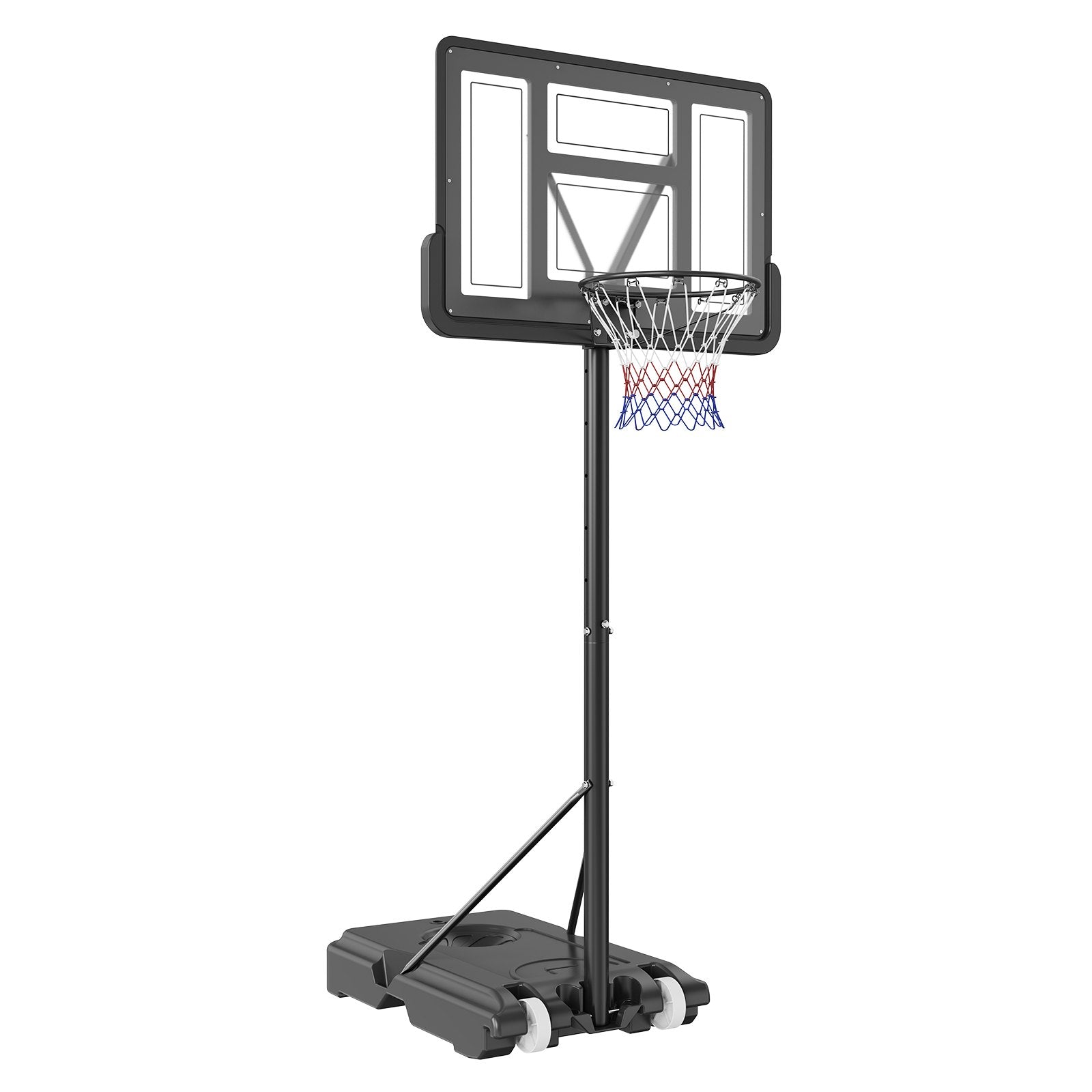 Basketball Hoop Set | 4–10ft Adjustable 44" Backboard Portable Goal with Wheels | Indoor/Outdoor Kids & Adults Use