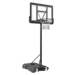 Basketball Hoop Set | 4–10ft Adjustable 44" Backboard Portable Goal with Wheels | Indoor/Outdoor Kids & Adults Use