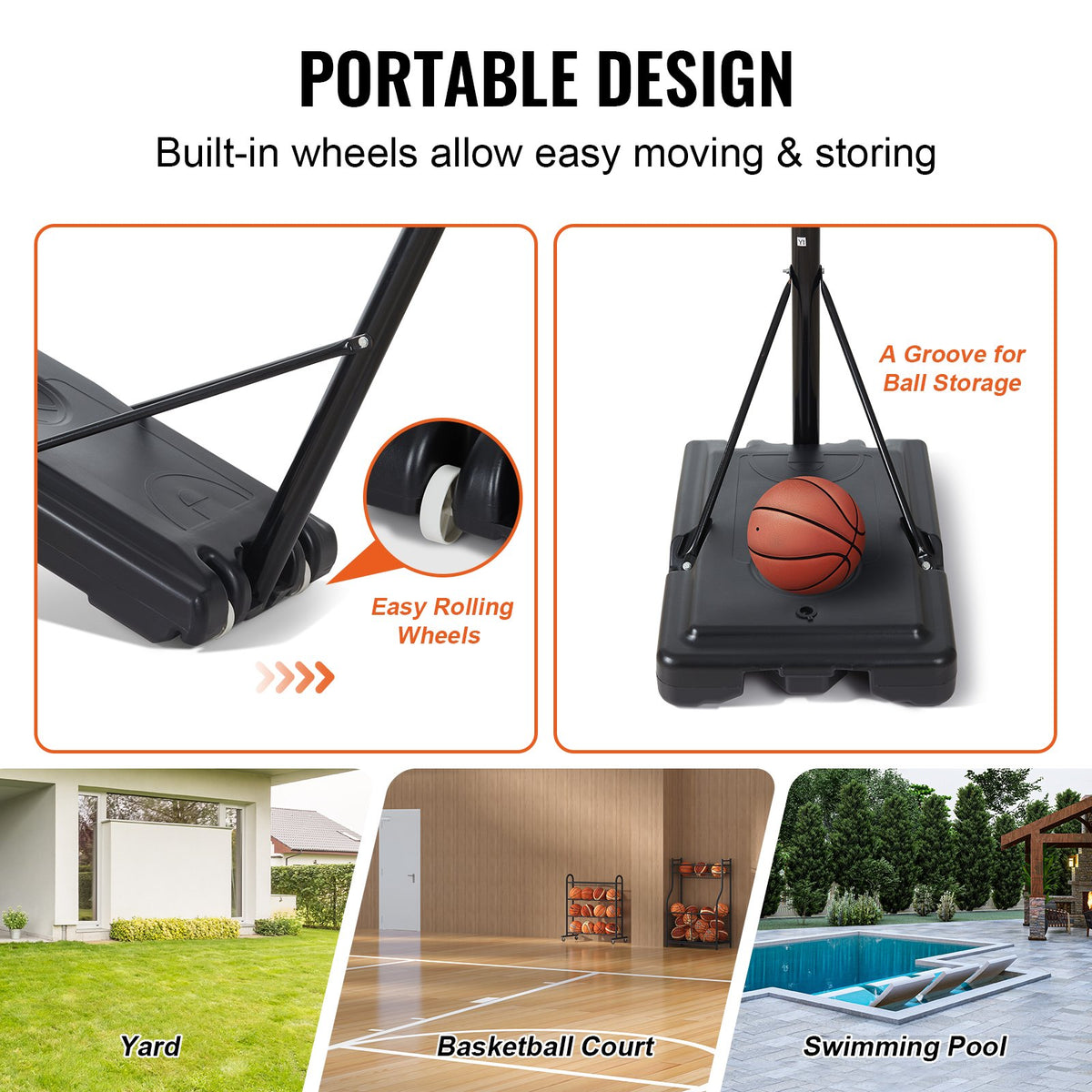 Basketball Hoop Set | 4–10ft Adjustable 44" Backboard Portable Goal with Wheels | Indoor/Outdoor Kids & Adults Use