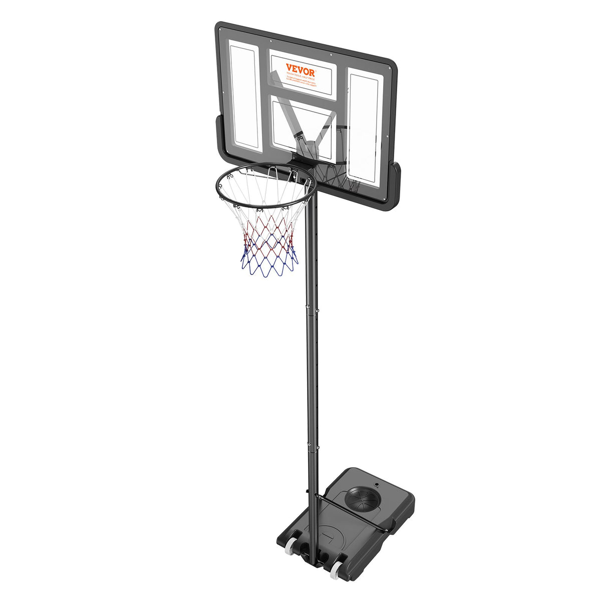 Basketball Hoop Set | 4–10ft Adjustable 44" Backboard Portable Goal with Wheels | Indoor/Outdoor Kids & Adults Use