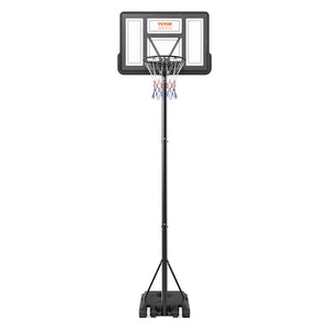 Basketball Hoop Set | 4–10ft Adjustable 44" Backboard Portable Goal with Wheels | Indoor/Outdoor Kids & Adults Use