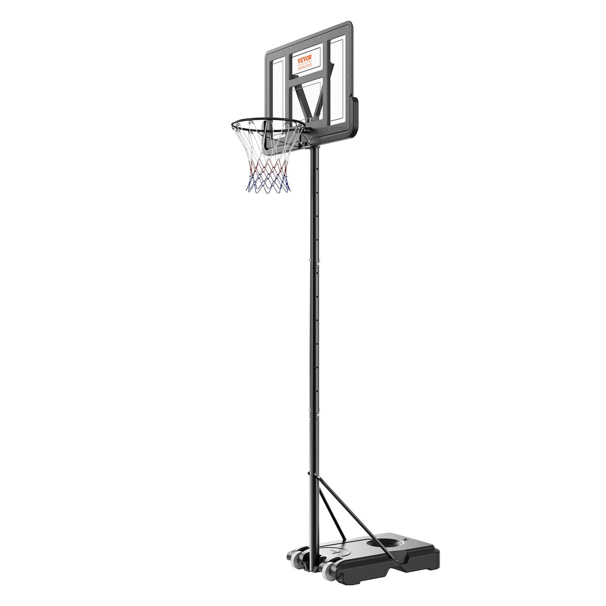 Basketball Hoop Set | 4–10ft Adjustable 44" Backboard Portable Goal with Wheels | Indoor/Outdoor Kids & Adults Use